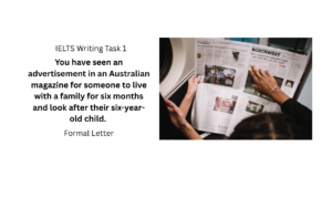 You have seen an advertisement in an Australian magazine for someone to live with a family for six months and look after their six-year-old child.